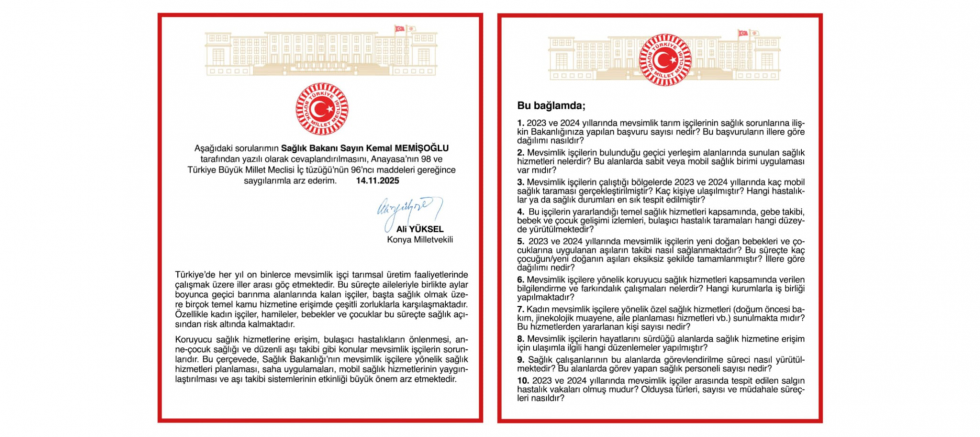 Ali Yüksel’den Mevsimlik İşçilerin Sağlık Sorunlarına Dair Kritik Soru Önergesi - GÜNDEM - İnternetin Ajansı